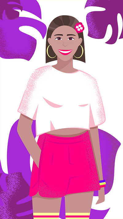 The smiling young fashionable girl in the pink short shorts art background cartoon design digital fashion fashionable girl graphic design graphicdesigner hire me illustration smiling girl summer vibes vector woman