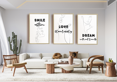 smile, love, dream wall art positives quotes printable affirmation quote digital product illustration interior deco positive quote printable wall art