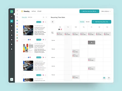 Recur post - Calendar app calender calender view clean dashboard design input post post scheduler scheduler social ui uiux ux view webapp