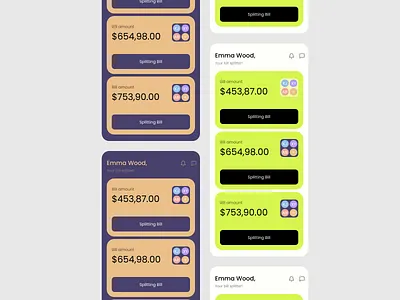 Bill Splitting App accessible analytic color theory dashboard design illustration logo mobile ui ux