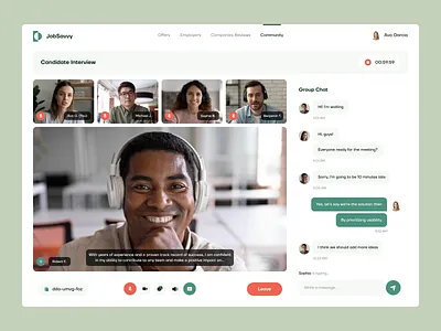 Job finder platform — Video conference clean concept figma hiring job finder live stream live video meeting app meeting room minimal online meeting saas ui ux video video chat zoom