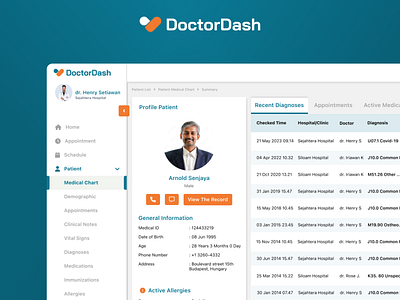 DoctorDash - Electronic Health Record Dashboard app backend card chart dashboard design doctors medical motion graphics ui web website