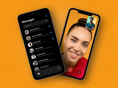 Messenger UI 999watt black chat chating design female graphic design image messages messanger mobile application red ui ux yellow