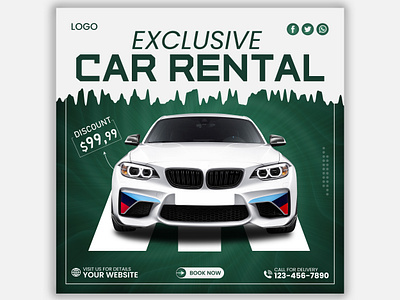 Car Social Media Post Design Template advertisement design agrafixer branding car car post design car rental car social media post design graphic design vector