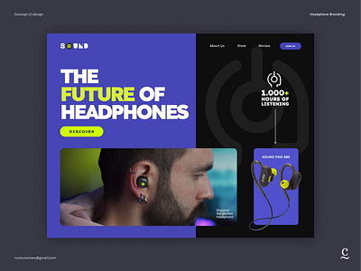 Concept UI Design - Headphone Branding branding concept design graphic design inter ui webdesign website