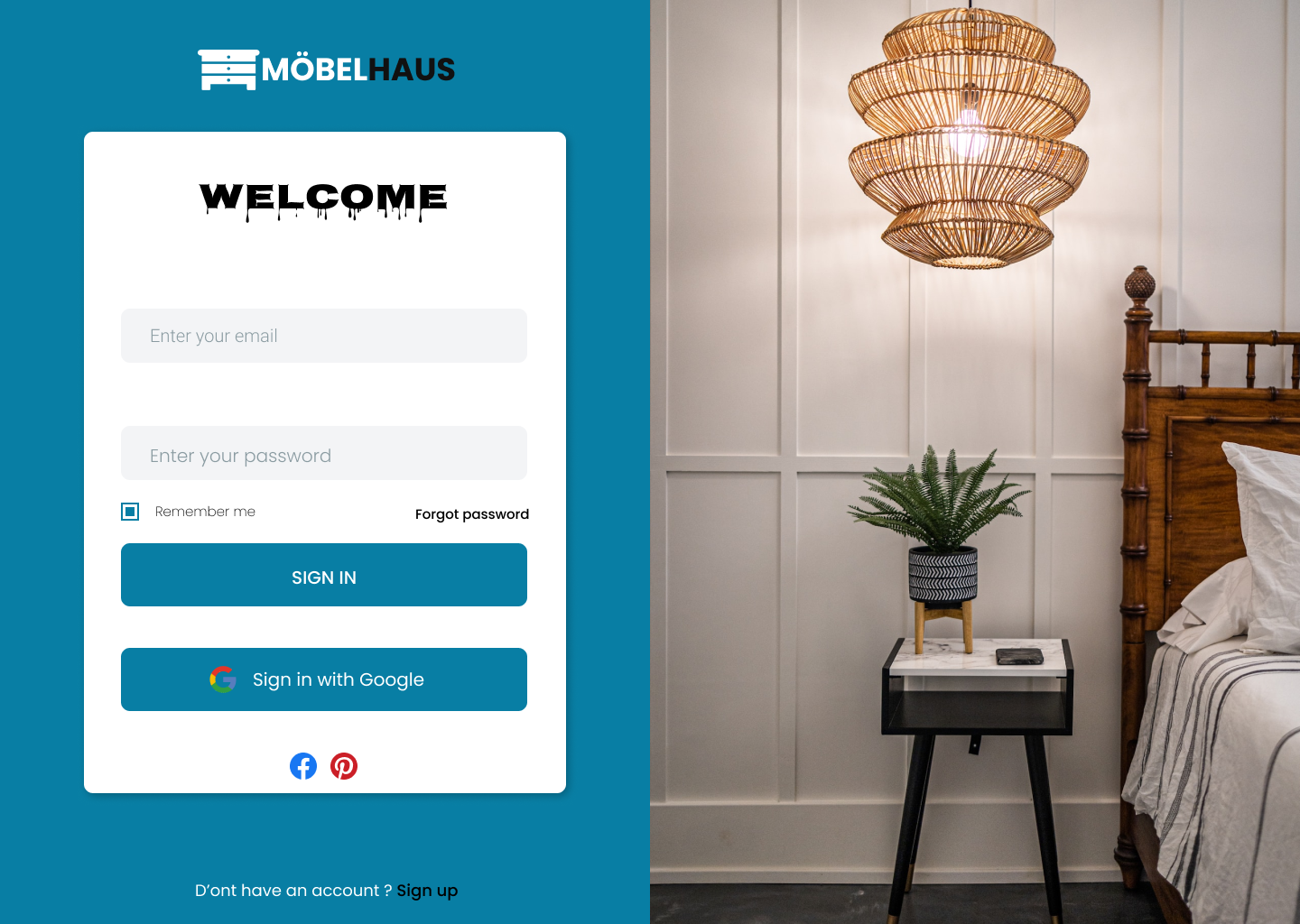 Furniture shop login page UI by wail samjouni on Dribbble