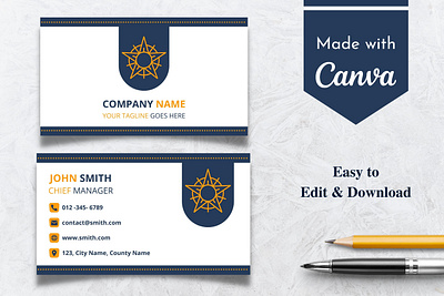 Blue & White Business Card Template | Canva Business Card abstract attractive blue branding business card canva design graphic design illustration logo minimal modern template ui vector white