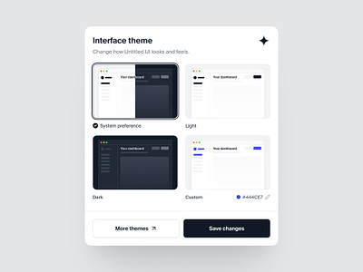 Display preferences modal — Untitled UI dark mode dashboard display preferences light mode modal pop up popover popup product design settings ui design user interface user interface design