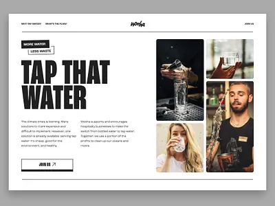 Charity landing page - water blackandwhite branding charity graphic design home page landing page simple ui ux web web design webdesign website website design