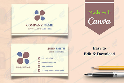 Beige Business Card Template | Canva Business Card abstract attractive beige branding business card canva design digital graphic design illustration logo minimal modern template ui