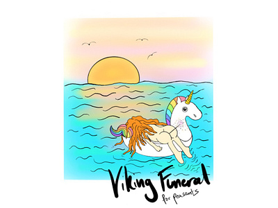 Viking Funeral animation cartoon colourful digital drawing funny graphic art humour illustration lowbrow art meme ocean pop art sunset viking viking funeral