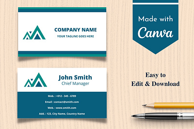 Blue & White Business Card Template | Canva Business Card abstract attractive blue branding business card canva design graphic design illustration logo minimal modern template ui vector white