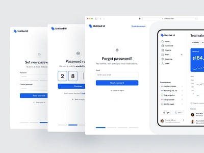 Minimal forgot password user flow — Untitled UI 2fa forgot password log in login onboarding password reset product design reset password sign in sign up signin signup ui design user interface user onboarding ux design verification code