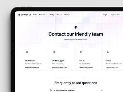 Contact us page — Untitled UI about us contact contact page contact us faqs get in touch minimal minimalism user interface web design webflow