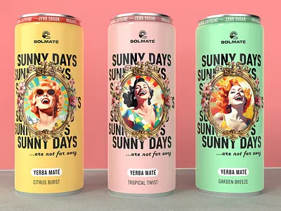 Solmaté Sunny Days Yerba Maté Beverage 3d rendering art direction branding graphic design motion graphics packaging