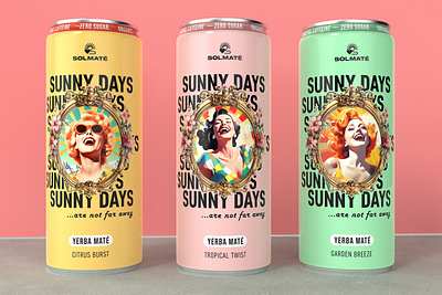 Solmaté Sunny Days Yerba Maté Beverage 3d rendering art direction branding graphic design motion graphics packaging