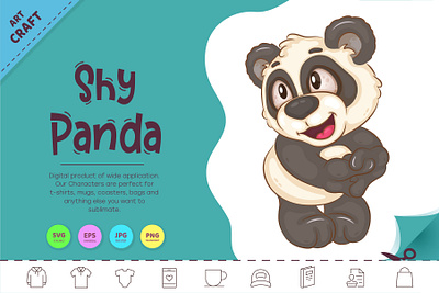 Shy Cartoon Panda. cartoon