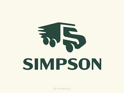 Simpson Logo Monogram big rig branding brandmark fast hauling identity illustration letter s lettering logo logo design logos moving shipping speed tractor trailer transportation truck vector vehicle