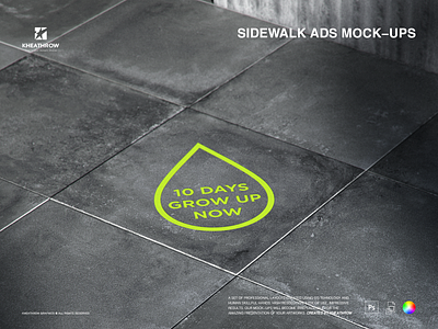 SIDEWALK ADS MOCK-UPS city footway pavement professional sale traffic