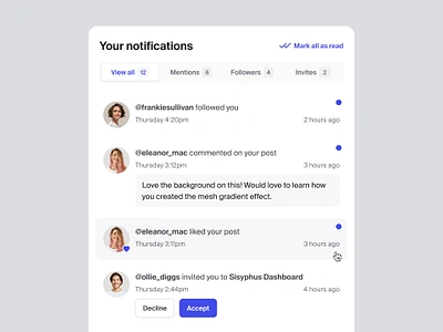 Notifications modal — Untitled UI minimal minimalism modal notification menu notification modal notifications pop up popup product design ui ui design user interface