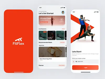 Fitflex Fitness App Concept adobexd appdesign branding design figma fit fitapp fitness fitnessapp gym illustration interaction design logo ui uidesign user interface design ux research