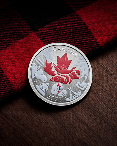 Canadian Mosaic 50cent Coin animals art beaver canada canadian canadiana coin design illustration mintage moose vector wildlife