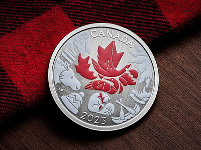 Canadian Mosaic 50cent Coin animals art beaver canada canadian canadiana coin design illustration mintage moose vector wildlife
