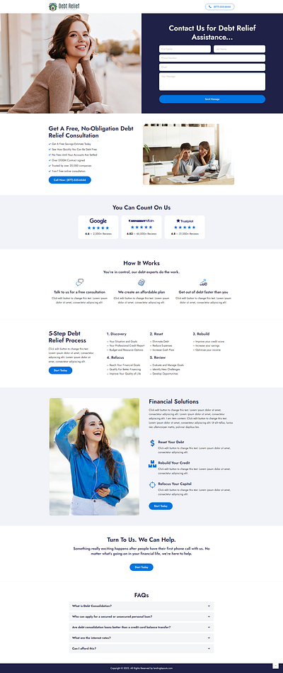 Result-driven Debt Relief Lead Generation Landing Page branding design landing page lead generation template wordpress