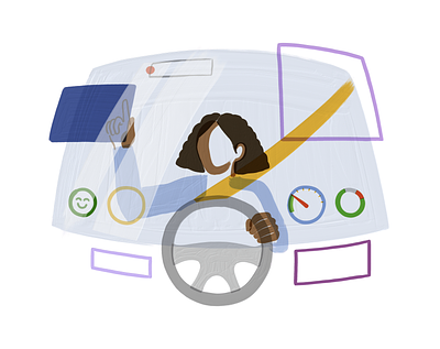 🏎️ Driving change - literally and conceptually @Peakon car change character dashboard driving driving change illustration peakon screens smiley emoji
