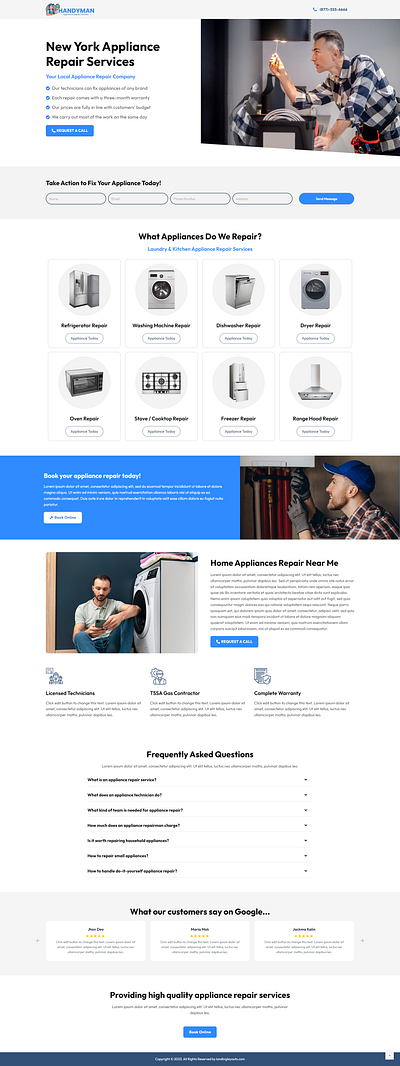 Best Appliance Repair Services Lead Generation Landing Page branding design landing page lead generation logo template wordpress