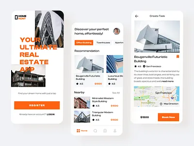 Home Hunt - Ultimate Real Estate App construction mobile product design ui