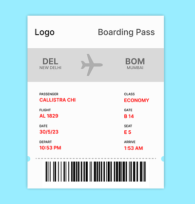Boarding Pass Page #dailyui 024 boarding pass challenge dailyui figma landing page mobile app ui design uiux user interface web design