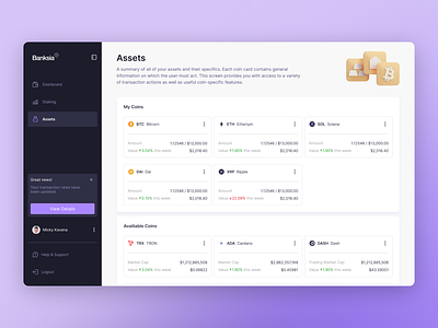Banksia - Assets app assets b2b bitcoin brokerage crypto dashboard finance fintech money product purple startup ui ux visual web