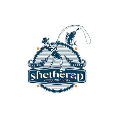 Shetherap blue branding circle club design fish fishing graphic design illustration logo man vector vintage