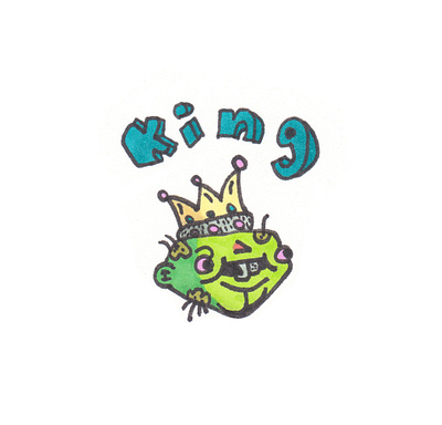 King Gangrene buck teeth card deck cartoon character crown dirty drawing green hand drawn illustration king markers playing cards quirky royalty smile weird