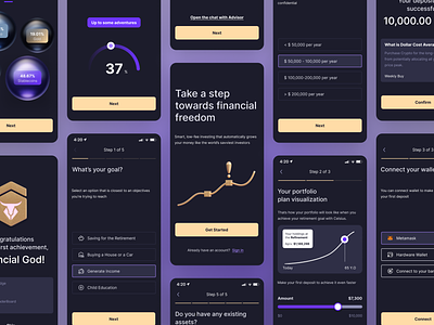 Crypto App Onboarding 3d advanced advisor ai app b2c ballnce bitcoin crypto finance investing management mobile onboarding product profile risk tailored user ux