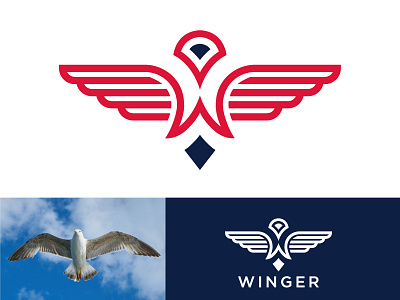 Winger Logo, Logo, Logo Design, Brand Identity, Letter logo graphic design iconic logo