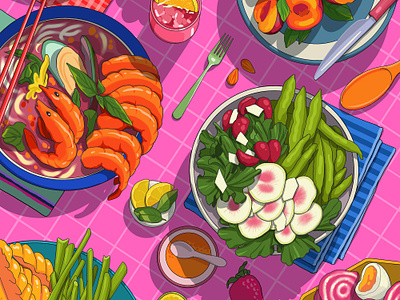 Hey you, hungry? 🍤🥙🥗 art design food fruits illustration prawns sajid
