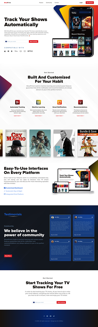 Show Prime Movie show website landing page UI Design business figma graphic design movie product design ui ux