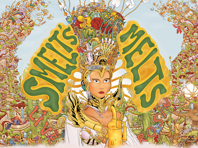 "Smelt's Melts" (Label) art branding california color pencil design draw dream graphic design illustration label melt packaging retro smelt water ink weed woman