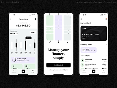 Bank app interaction - Replica android app app app design bank app card finance app interaction ios app spendings transactions ui design user interface