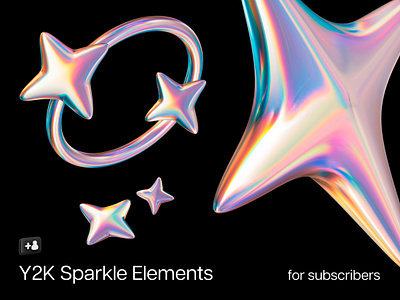Y2K Sparkle Elements 3d abstract download elements galaxy graphics holographic iridescent objects pixelbuddha png rainbow shapes stars trendy y2k