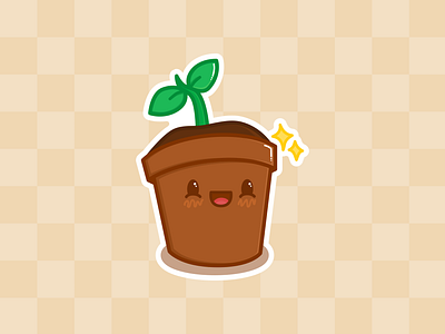 plant pot cute design flat icon illustration inkscape plant smile sticker vector