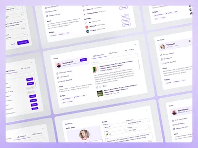 Social Profile Modal article blog follow hashtag network product profile social ui users ux web