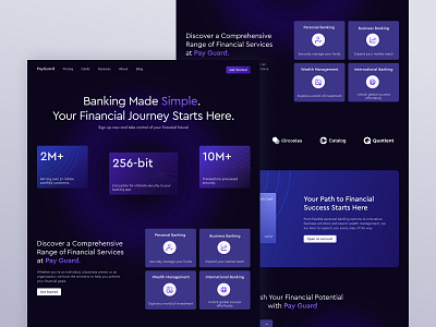 Fintech - Online Banking Landing Page banking concept credit card credits debit card design finance fintech inspiration investments landing new online banking purple support typography ui ux web
