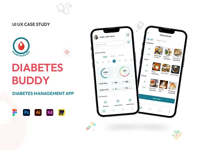 Diabetes Buddy - Diabetes Management App adobe xd app branding case study design diabetes diabetes app diabetes buddy diabetes control diabetes management figma fitness health medical mobile app ui uiux uiux case study ux ux case study