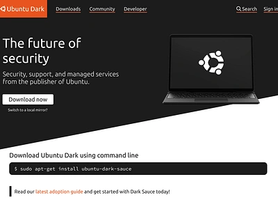 Linux Distro website landing page design dark graphic design landing page design linux website ubuntu ubuntu website ui website design