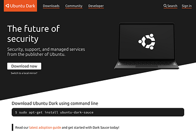 Linux Distro website landing page design dark graphic design landing page design linux website ubuntu ubuntu website ui website design