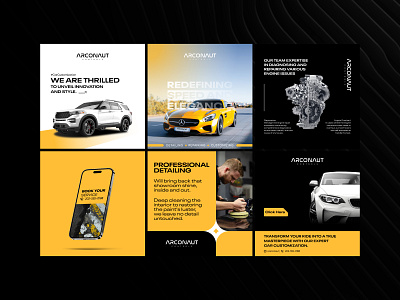 Arconaut | Car Customization | Social Media Design ads advertisement banner brand identity branding car car brand car customization car detailing car social media cover design custom social media facebook post graphic design instagram feed instagram post linkedin social media post social ui ui