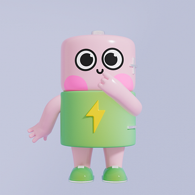 Battery character design 3d 3d illustration battery character character design cinema 4d collaboration cute cute character for children fun illustration